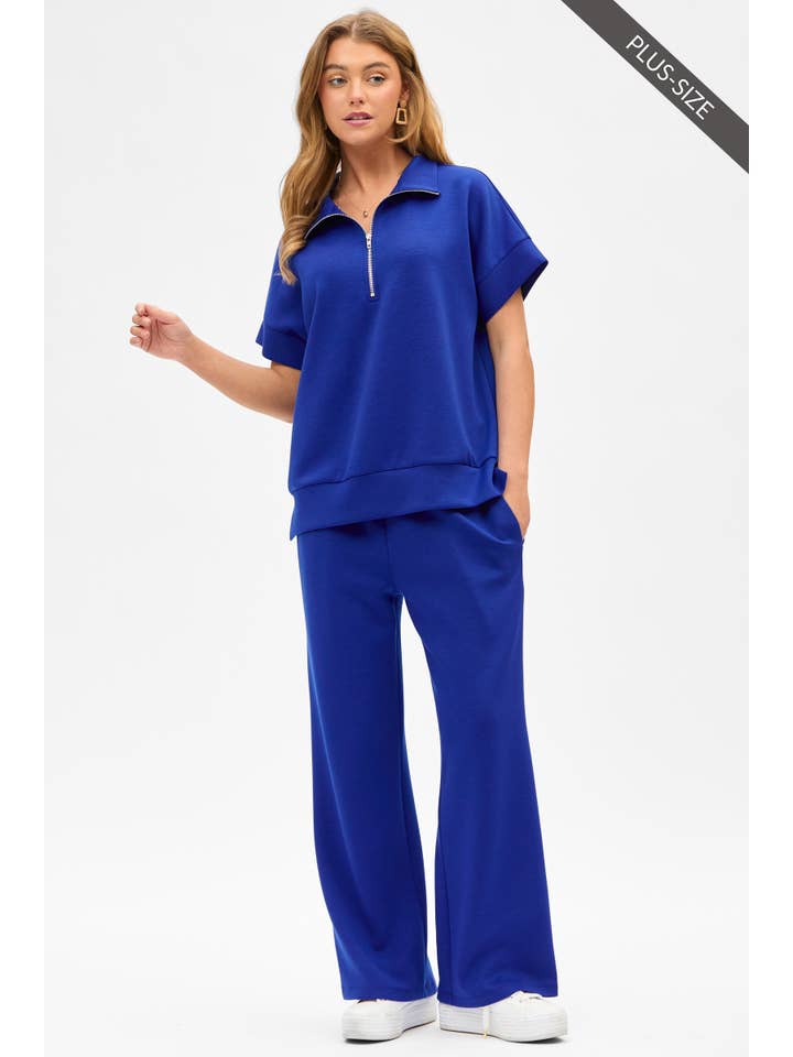 Dear Scarlett - Wholesale Lounge Set - Women's - PLUS SIZE Quarter Zip + Pants Modal Set TRVSET-CATALINAP9