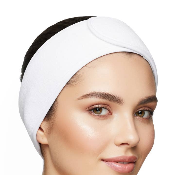 Bomullsfrotté Spa Hårband, Vit för wholesale av Appearus Products Corp.
