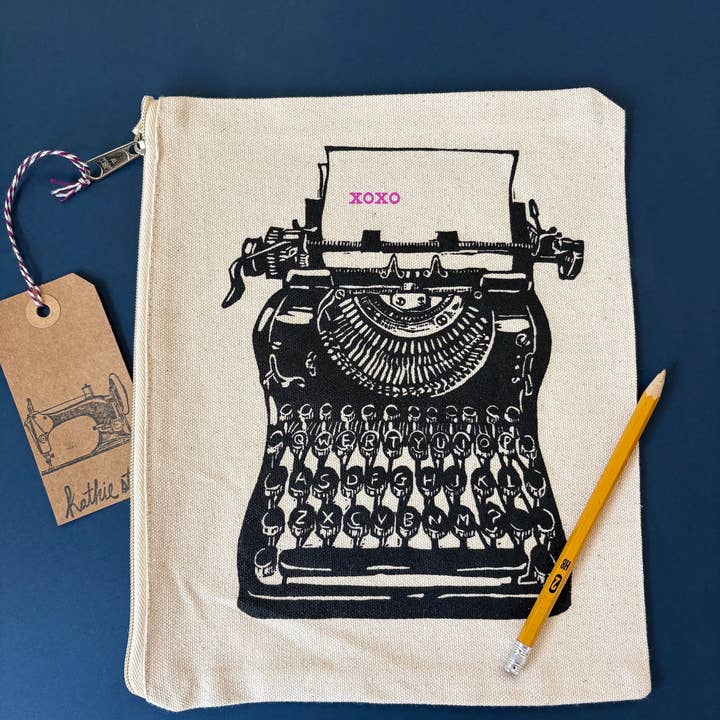Love Machines Zipper Bag-Typewriter for wholesale by Kathie Studio