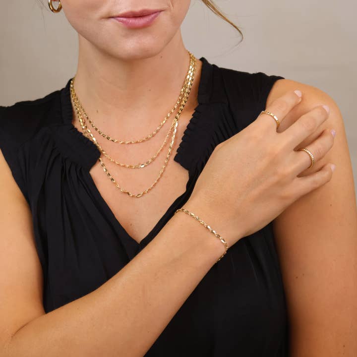 GoldFi - Wholesale Link & Chain Bracelet - 18k Gold Filled 3mm Fancy Chain Bracelet2