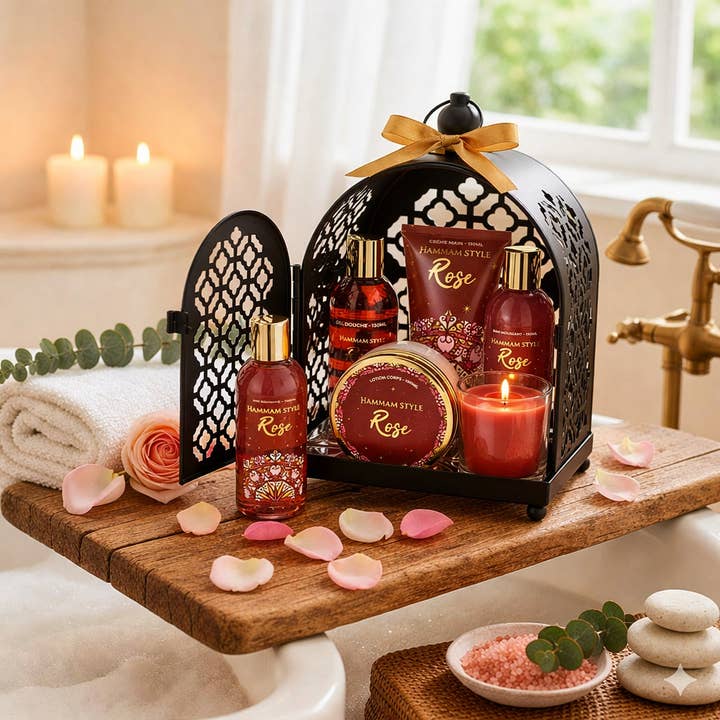 Conjunto Lanterna Corpo e Banho – Estilo Hammam Rosa por atacado de FRENCH TENDANCE