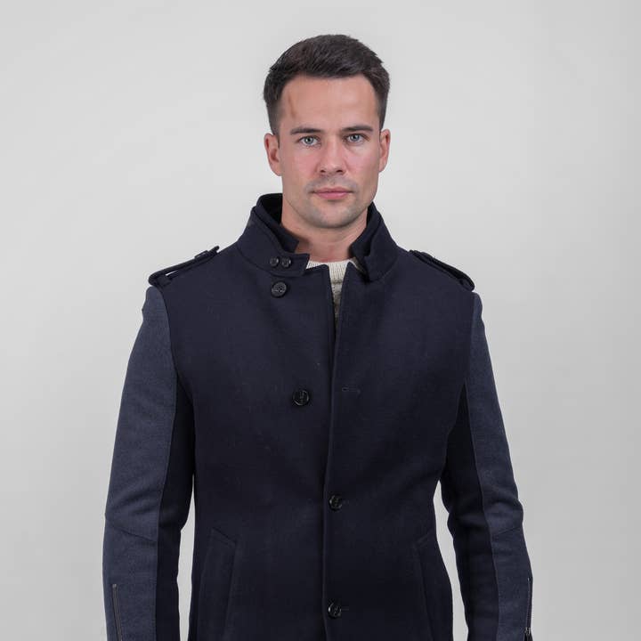 Herren Wollmantel in Marineblau für den Großhandel von Celtic Tweed