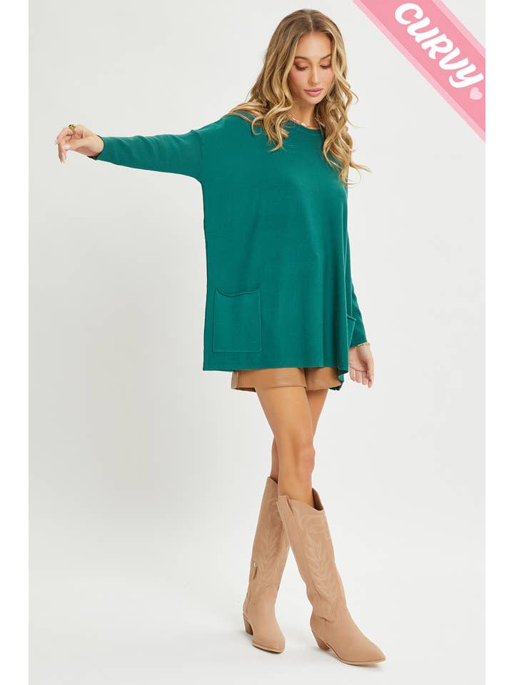 Sweet Lovely by Jen - Wholesale Tunic Sweater - Women's - FRONT POCKET OVERSIZE SWEATER PLUS SIZE61