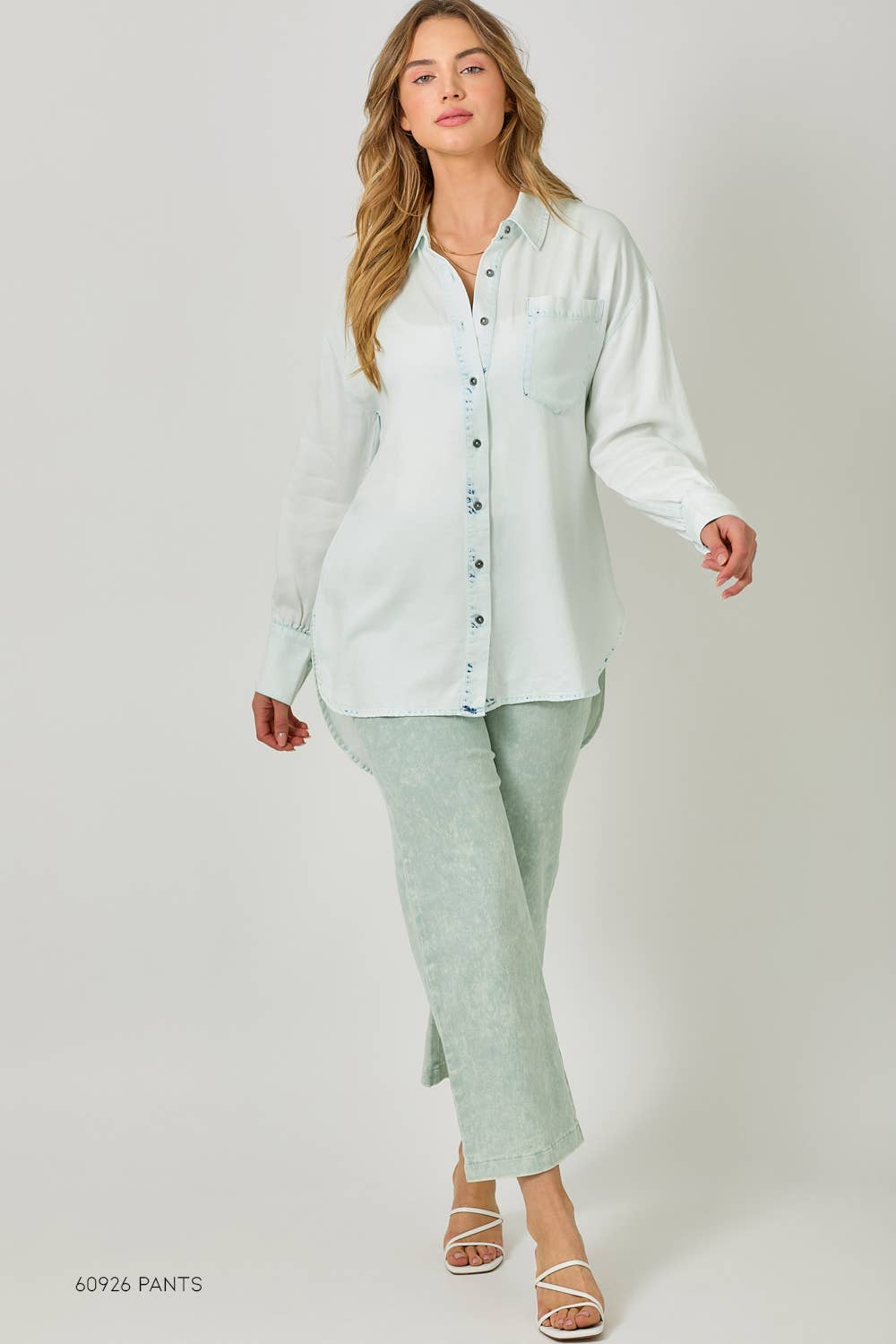 Mystree - Wholesale Button Down Shirt - Women's - 60937 Tencel Oversized Button Up Shirt12