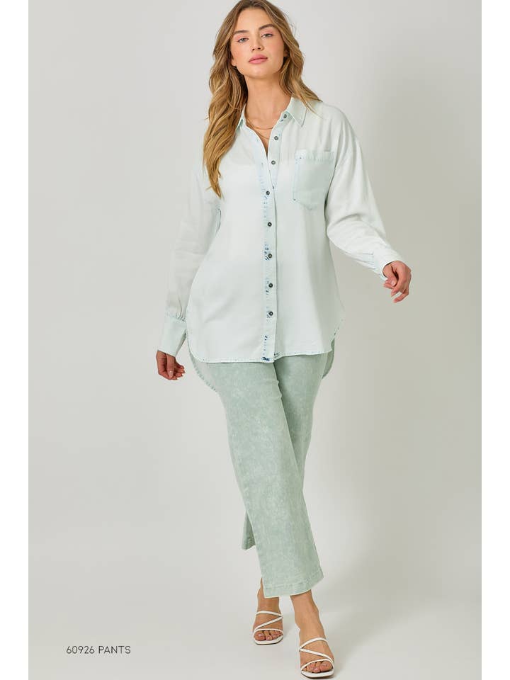 Mystree - Wholesale Button Down Shirt - Women's - 60937 Tencel Oversized Button Up Shirt12