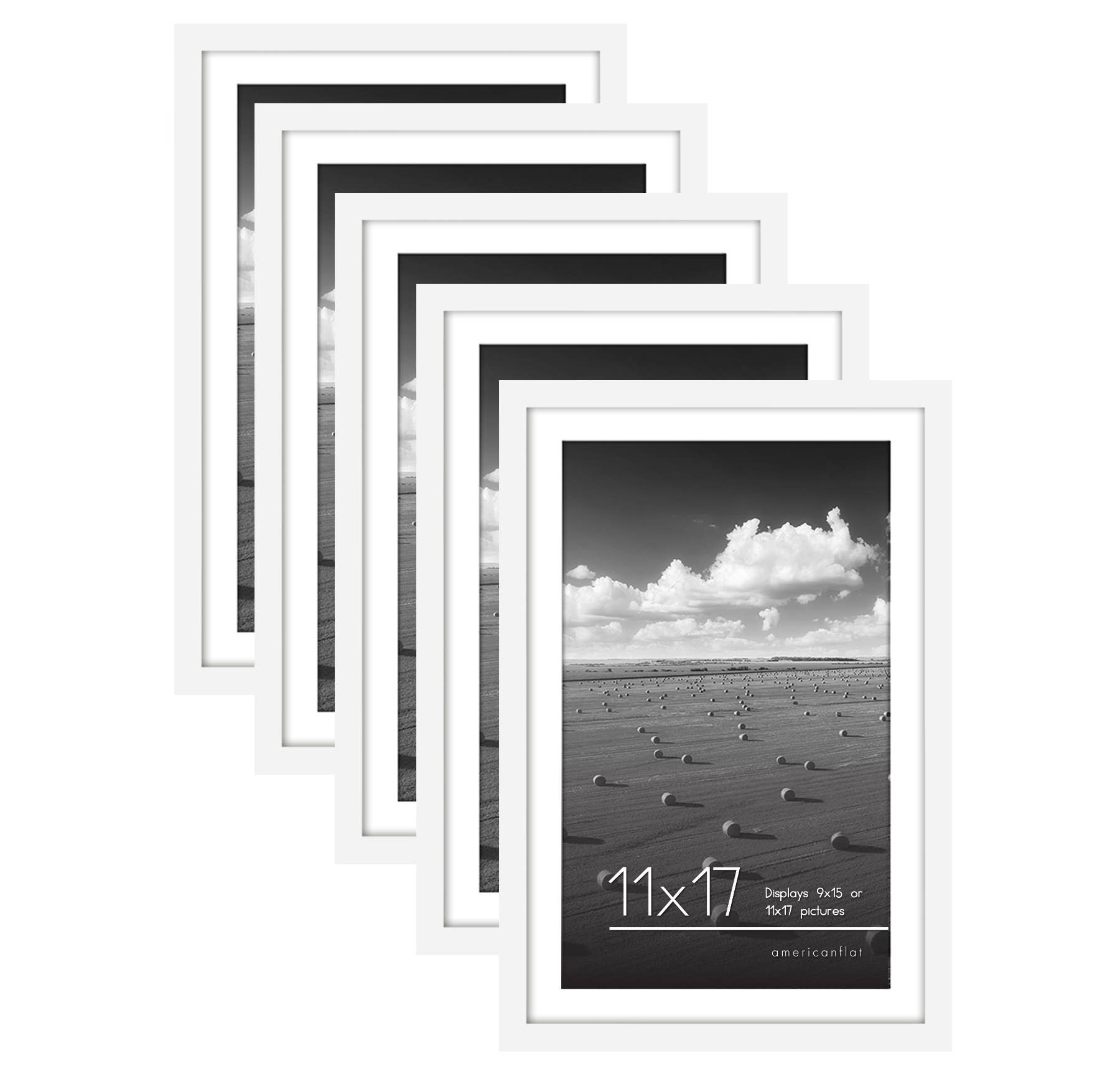 Americanflat - Wholesale Picture Frame - Americanflat Picture Frame with Mat Slim Molding (5 Pack)68