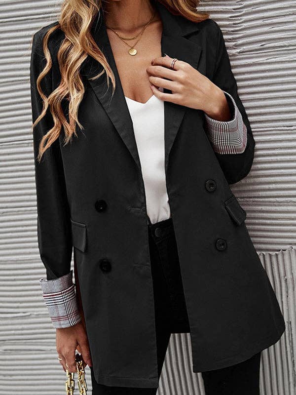 VividLux - Wholesale Trench Coat - Women's - Long Sleeves Loose Buttoned Pockets Split-Joint Notched Collar Outerwear Trench Coats3