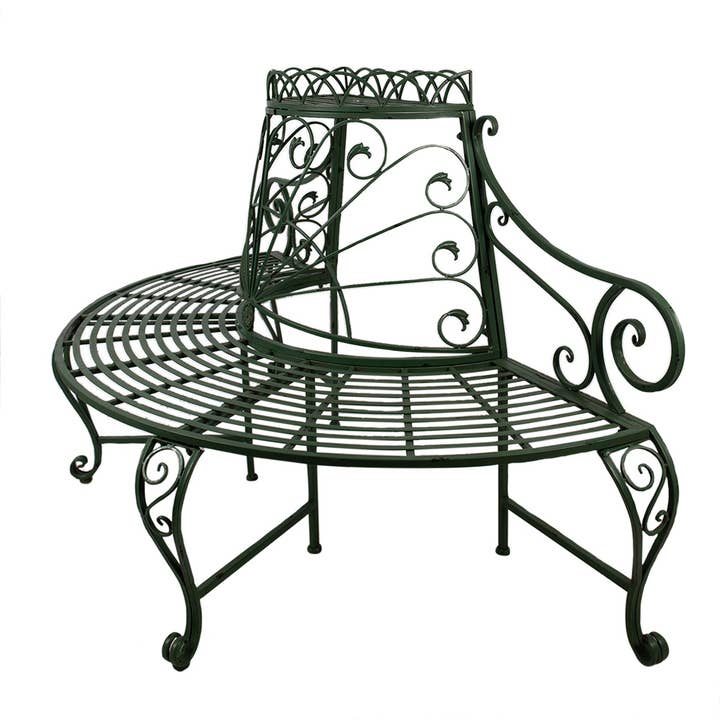 Banco de jardín 5Y1198, triángulo de hierro verde, 167 x 84 x 102 cm para venta al por mayor de Clayre & Eef