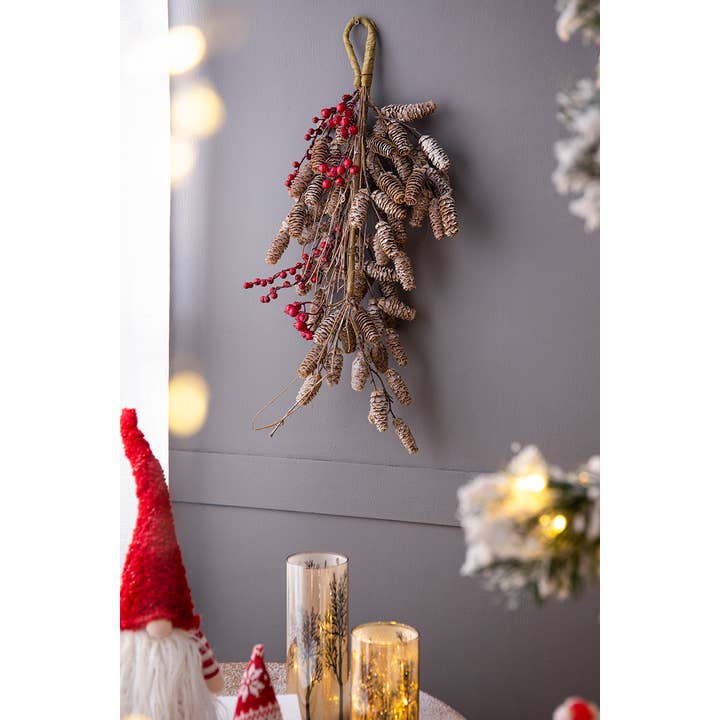 A&B Home Group Inc. – wholesale Christmas decoration – 27"H Faux Pinecone and Red Berry Swag3