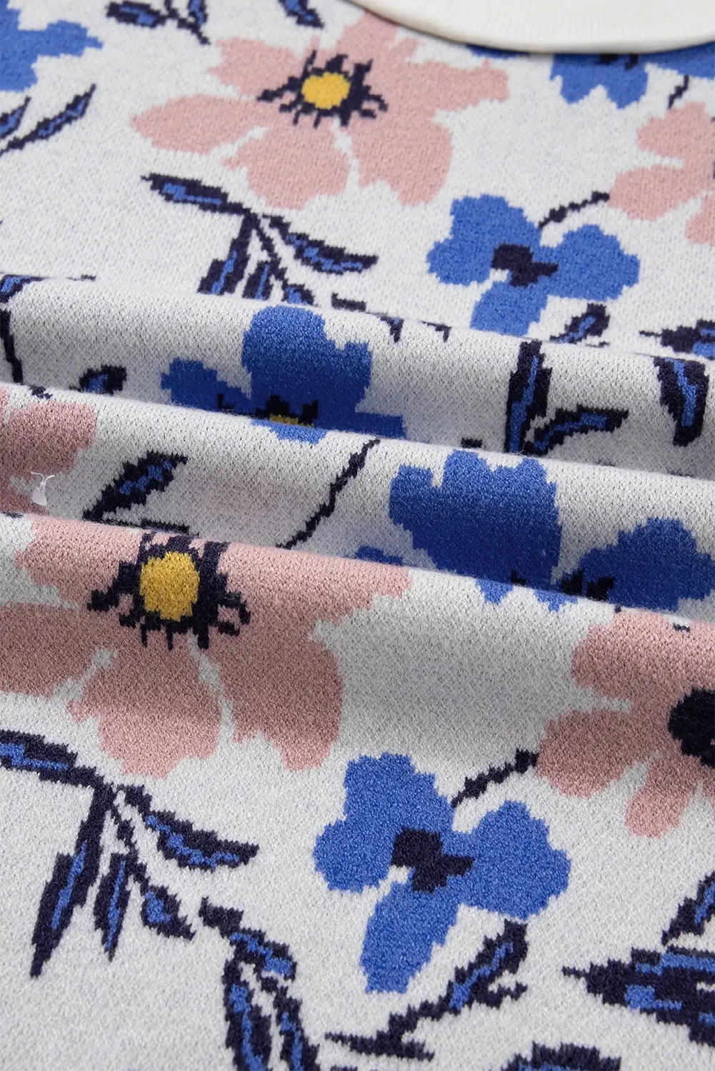 Multi Colored Floral Panel Colorblock Sleeve Patchwork Sweater for wholesale on Faire7