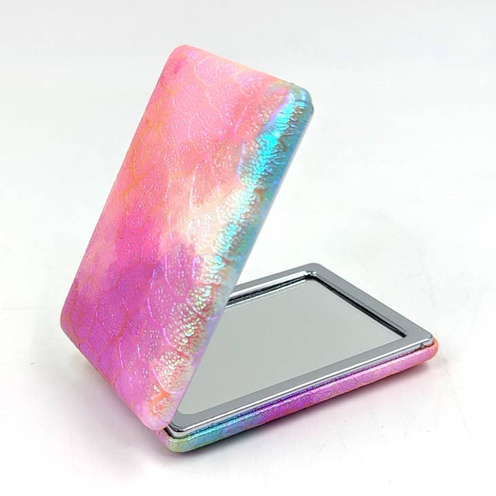 Iridescent cell like effect rectangular compact mirror for wholesale by Tempest Designs