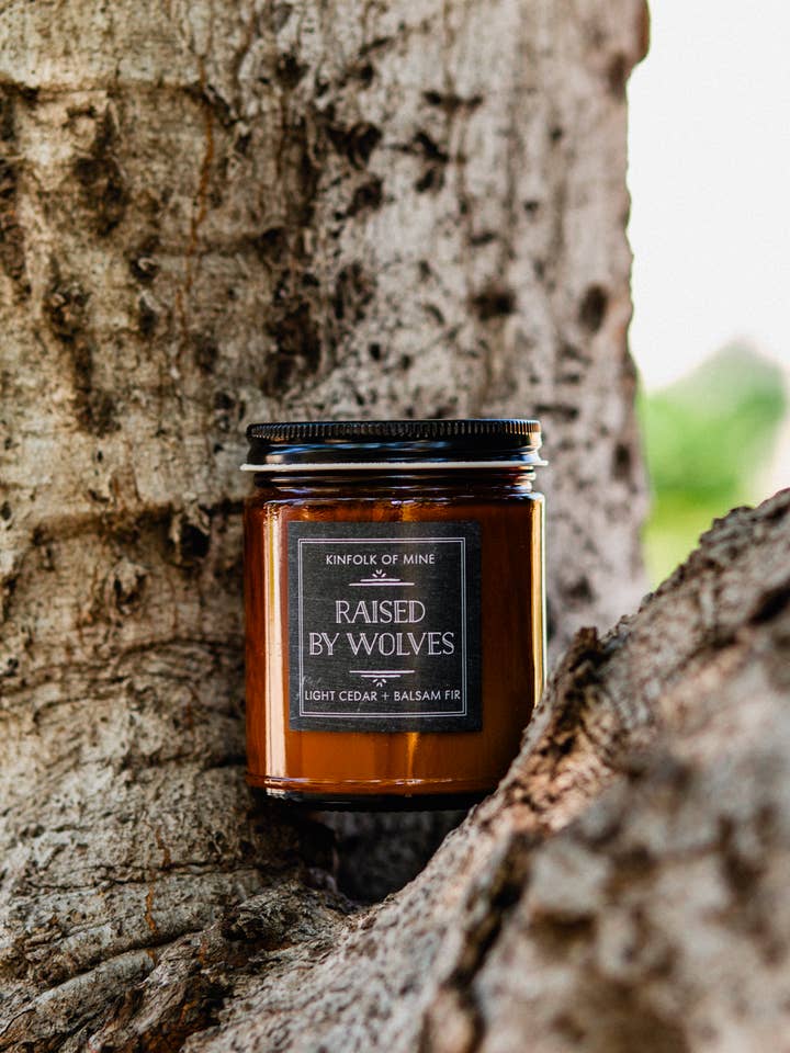 Raised By Wolves 9oz Candle for wholesale by Kinfolk of Mine
