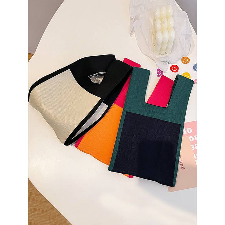 StyleGalX - Wholesale Tote Bag - Women's - Simple Knitting Contrast Color Color-Block Bags Accessories Handbags10