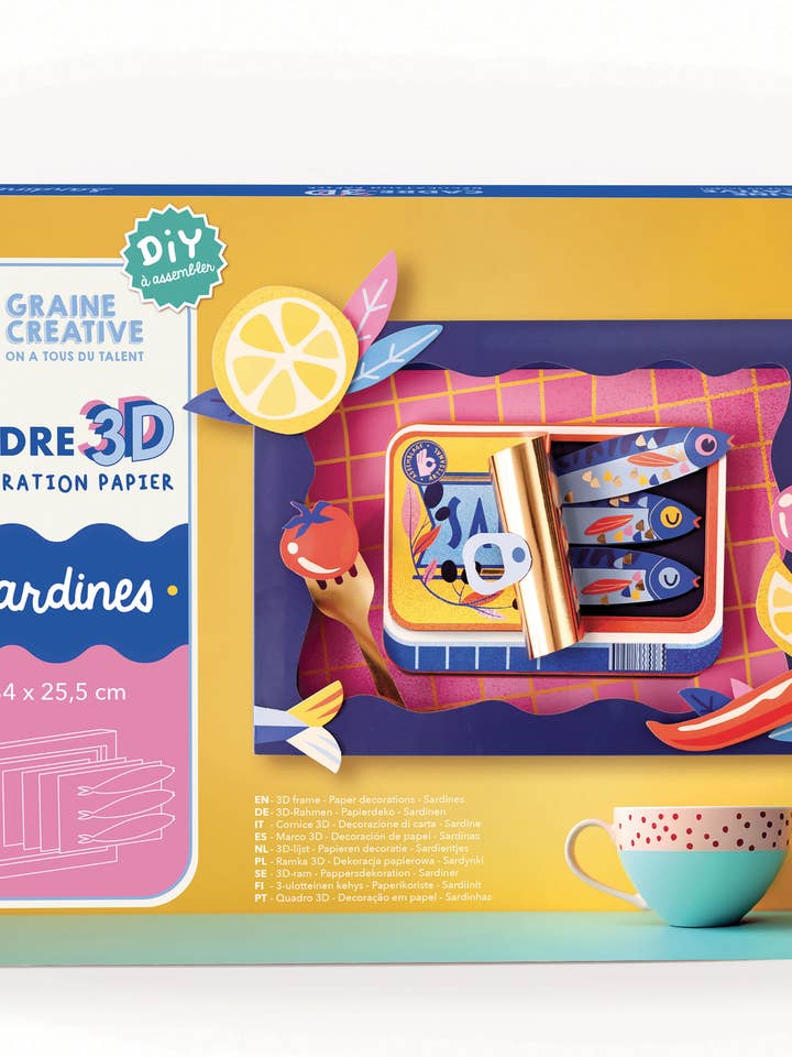 3D PAPER FRAME SARDINES for wholesale by Graine Créative