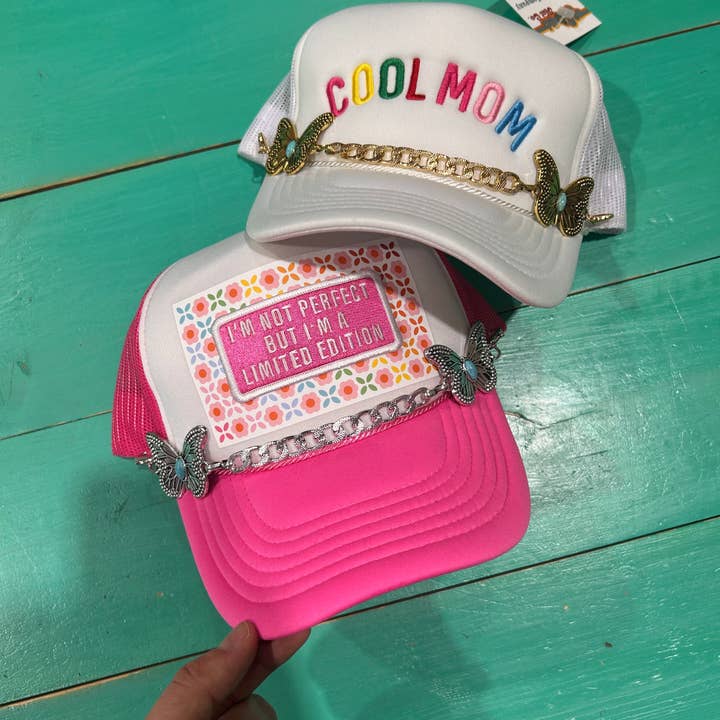 Vibes Hat Company - Wholesale Hat Accessory - Women's - Turquoise & Embossed Gold Butterfly Trucker Hat Chain | Cap3