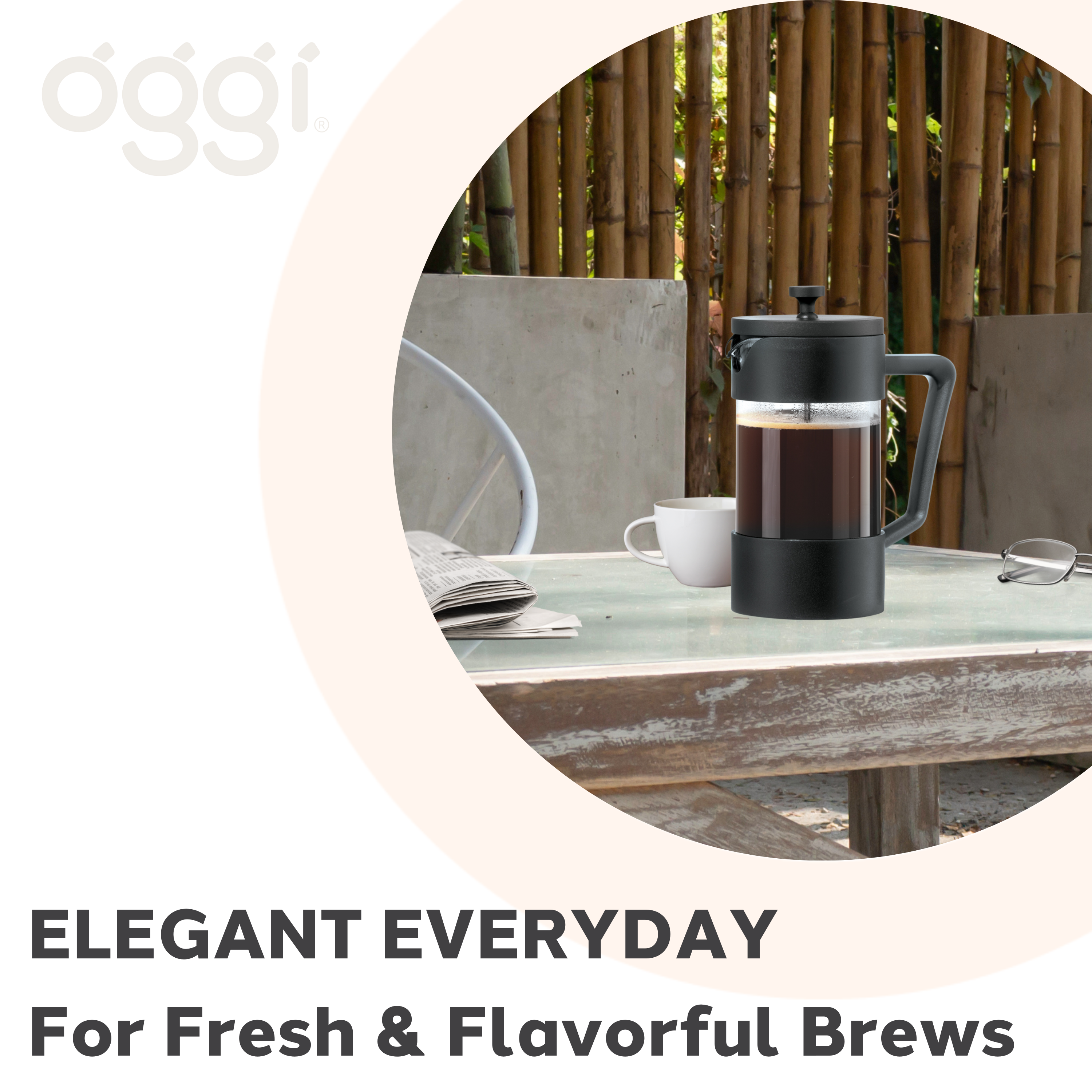 Oggi – Großhandel French Press – French Press 8 Tassen Borosilikat-Kaffeemaschine (1 l, 34 oz)3