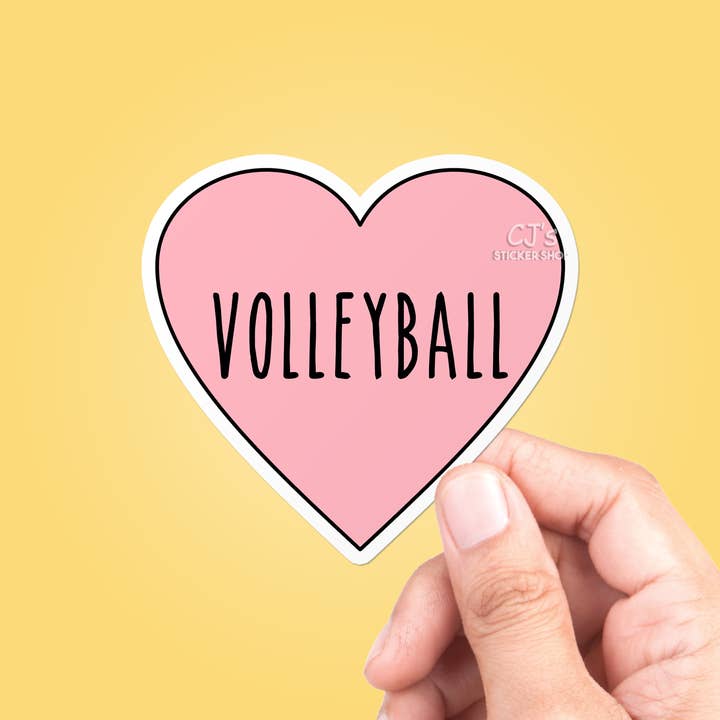 Autocollant en vinyle « J'aime le volley-ball » pour la vente par CJ's Sticker Shop