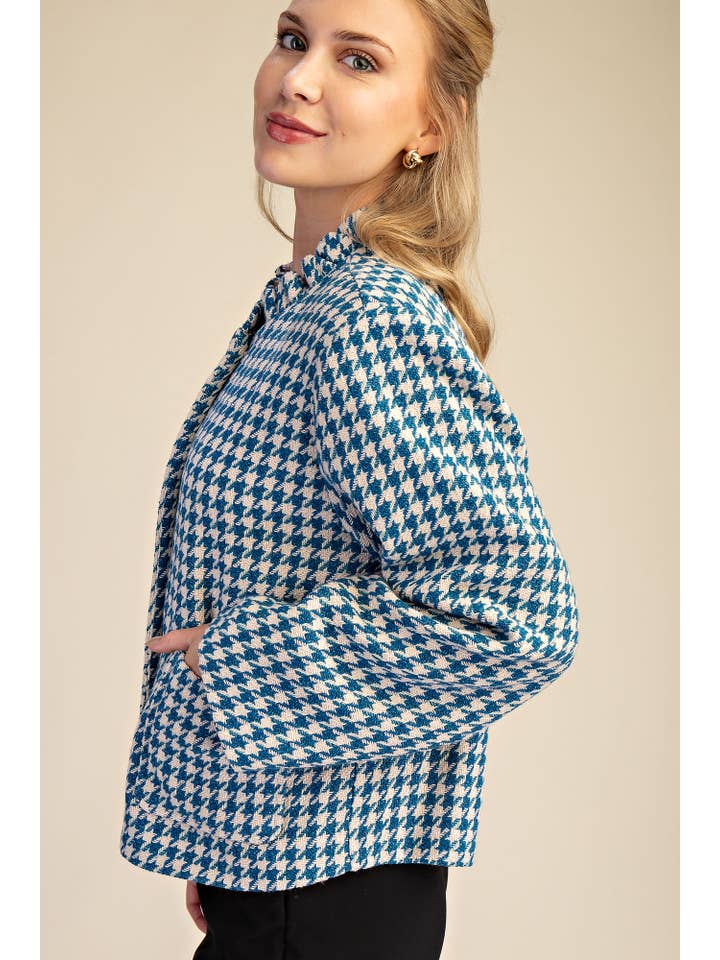 Glam - Wholesale Jacket - Women's - Ruffle Neck Pocket Long Sleeve Jacket2