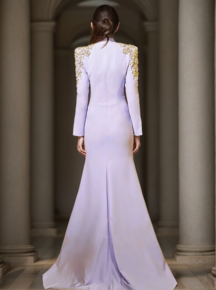 Productseeker - Wholesale Gown - Women's - 40Y Handmade Beaded Evening Dress with Front Slit and Train22