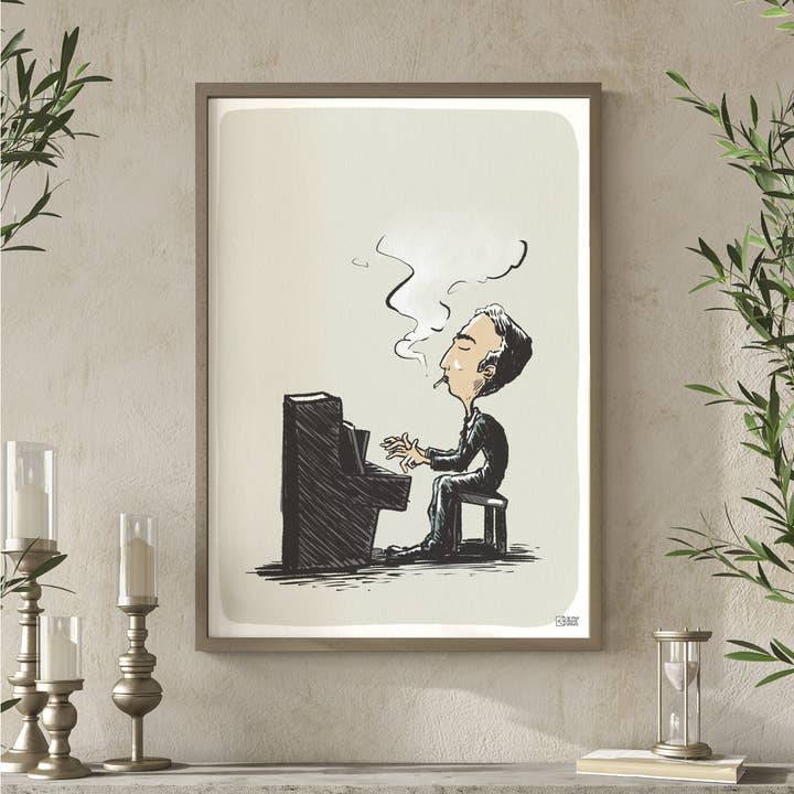 Affiche déco pianiste pour musiciens et salle de musique pour la vente par le murmure des murs