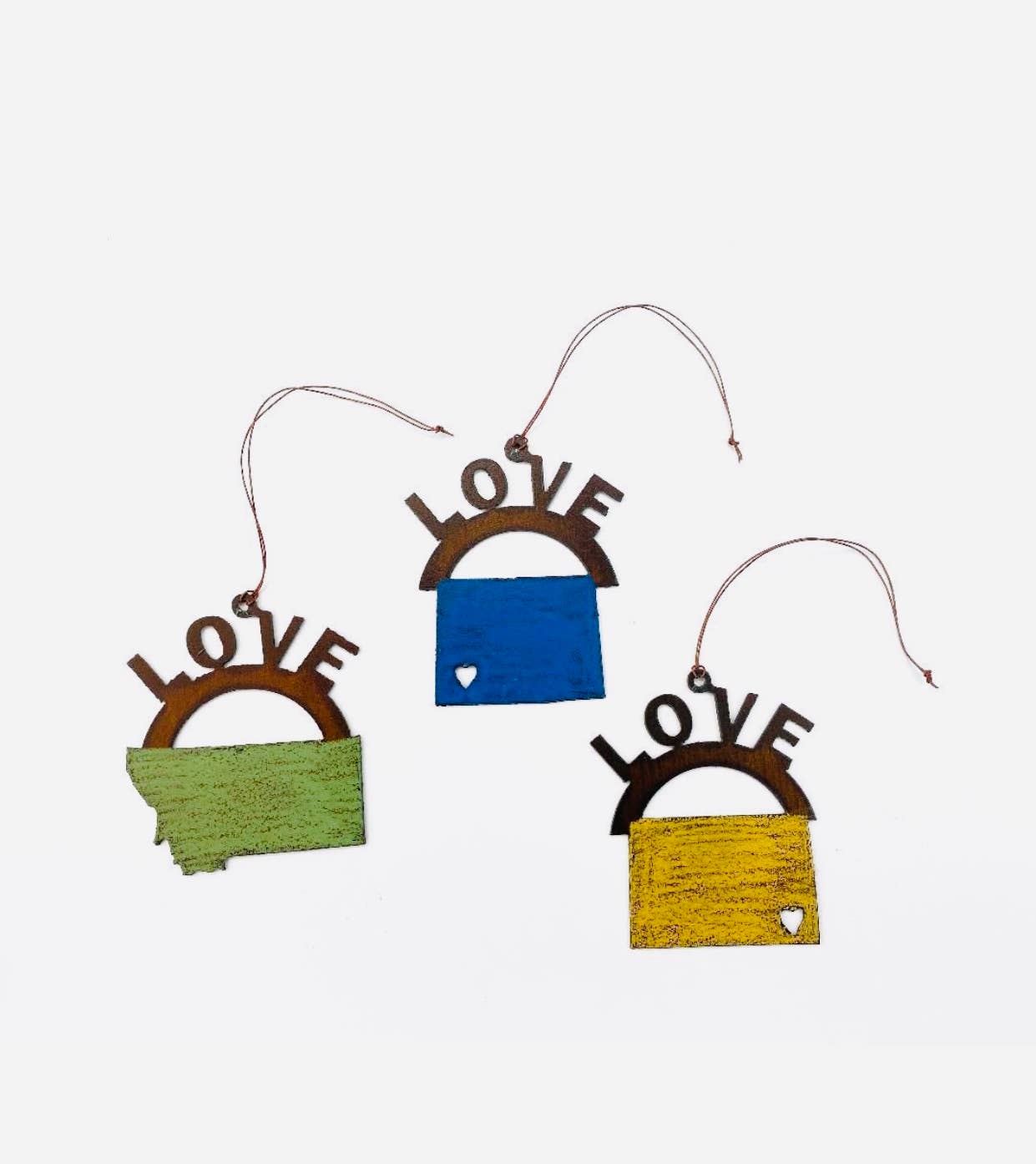 Whimsies – Großhandel Verzierung – LIEBE deine Staatsornamente rustikales Metall anpassbarer Namedrop1