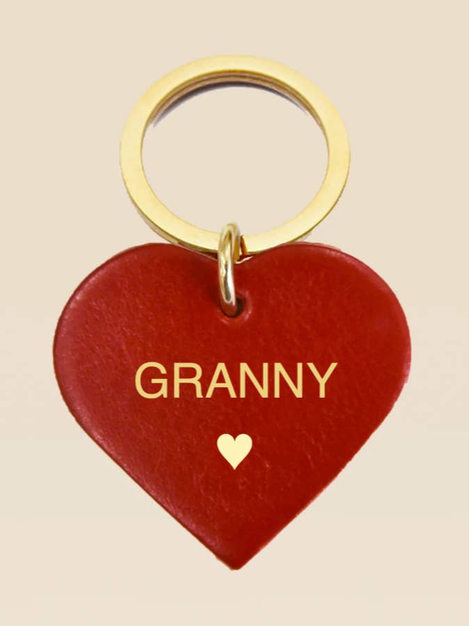 GRANNY custom red leather heart keychain for wholesale by FAUVETTE PARIS