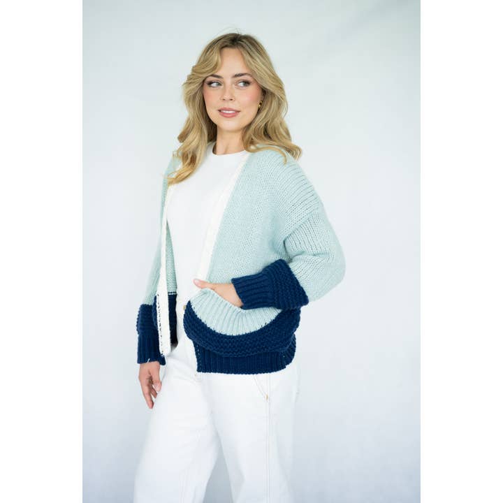 Sage Cardigan | Blue for wholesale by Stellino