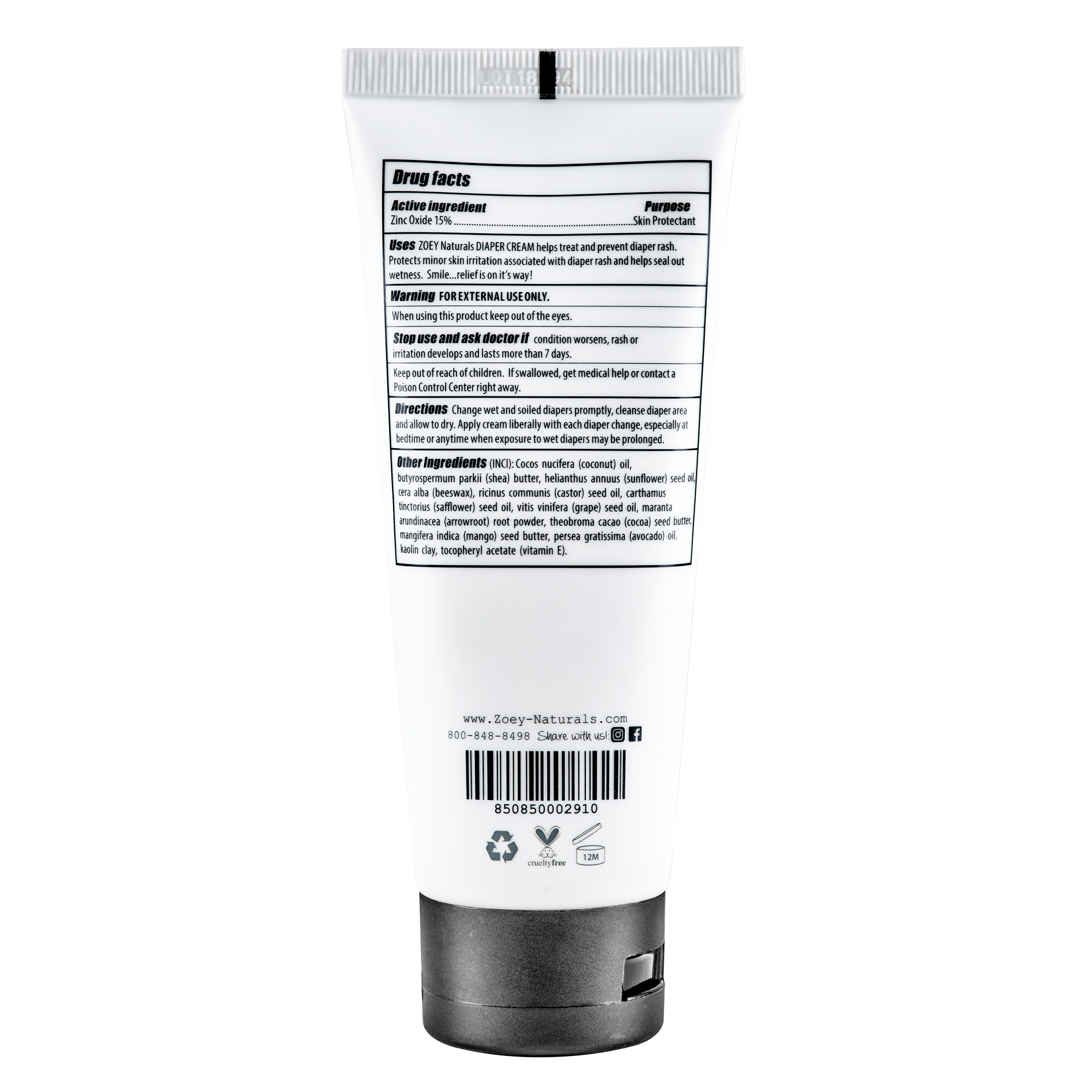 Zoey Naturals - Wholesale Diaper Cream - Fragrance Free Diaper Cream - 3.4oz7