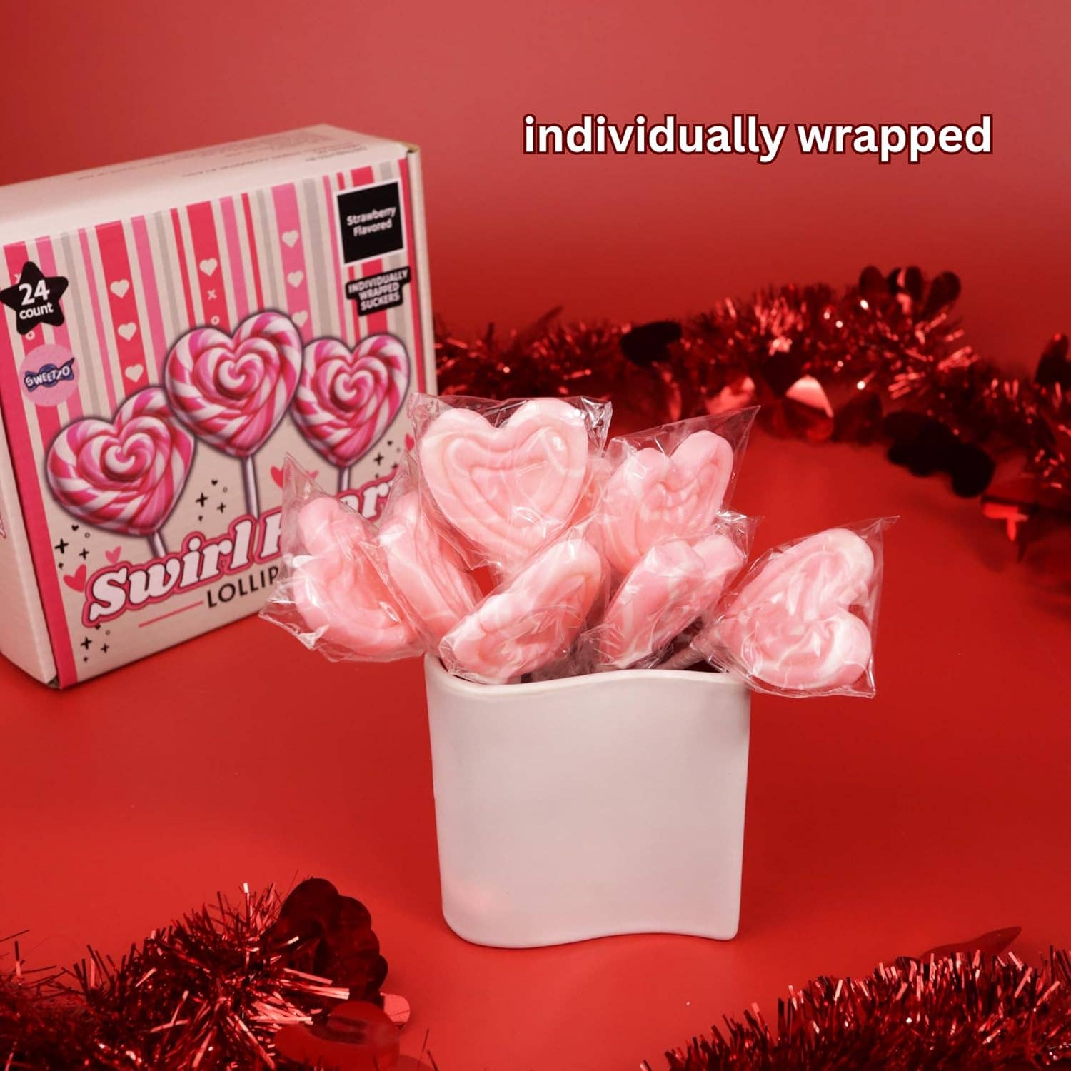 Needzo Inc - Wholesale Lollipop - Box of Swirl Heart Lollipops, Individually Wrapped, 24 Count4