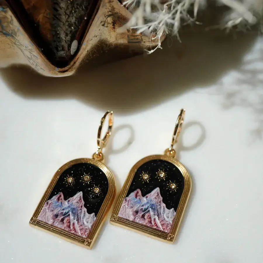 Lassoed Moon - Wholesale Huggie Earrings - Lil Night Court Enamel Huggies2