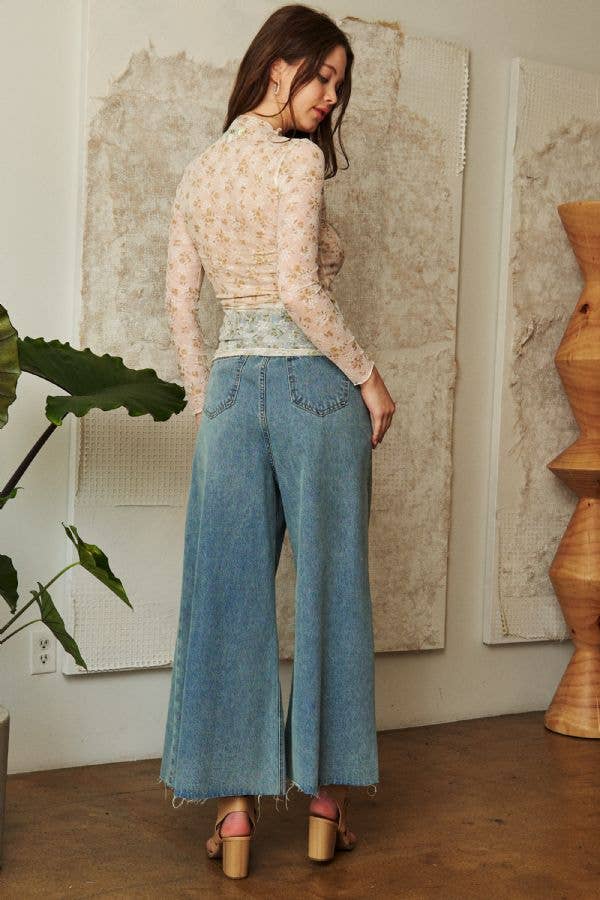 Davi & Dani – Engroshandel Strikket top - Dame – LØS SKILDPADDEHALS BLONDE MESH BLONDE GENNEMSIGTIG TOP14