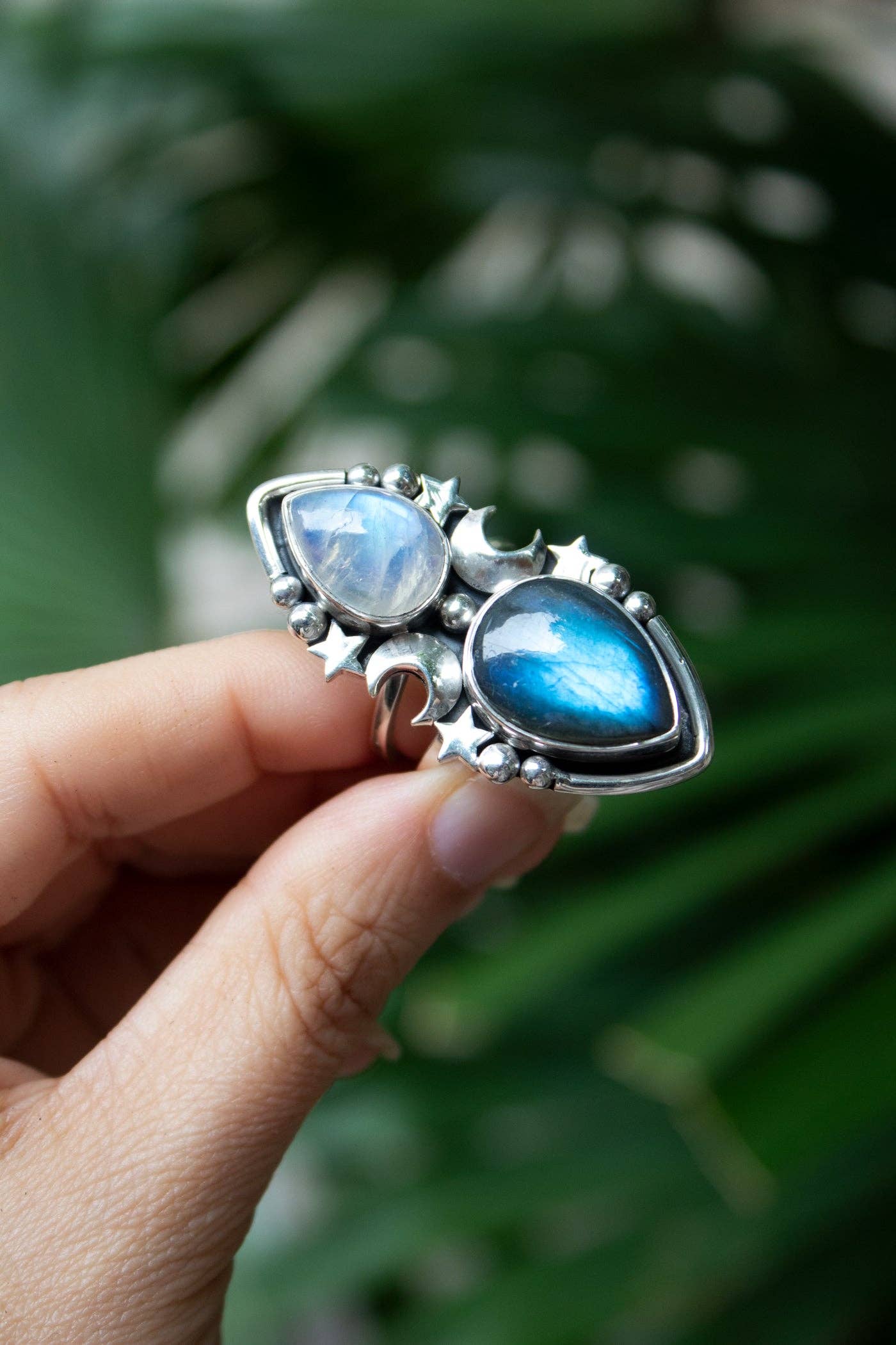 Ambra Jewels - Wholesale Cocktail/Statement Ring - Stellar Tides – Labradorite & Moonstone Celestial Ring3