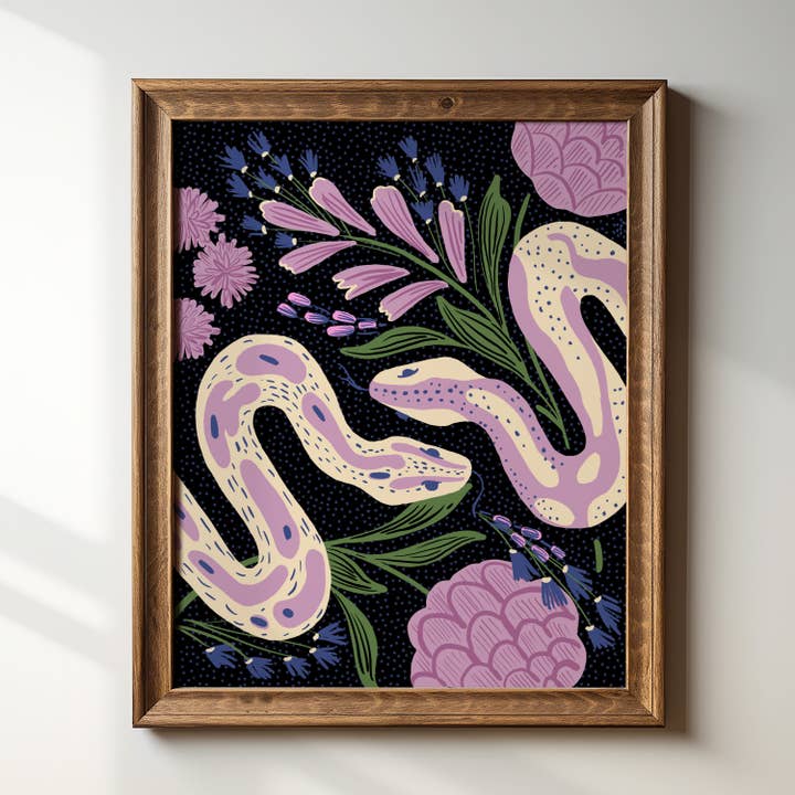 Tara Reed - Wholesale Art Print - "Twin Snakes - Black" - 8" x 10" Giclée Art Print