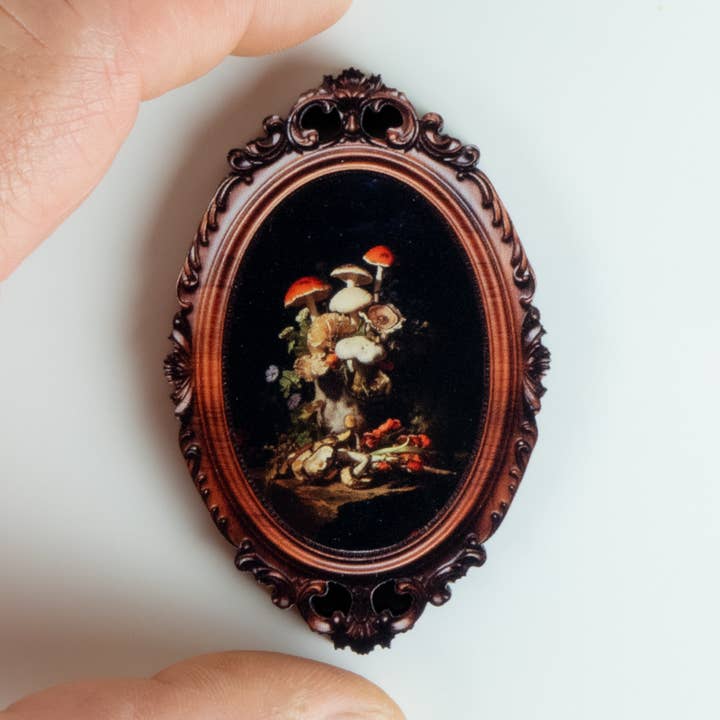 Magnets W/ mushrooms, framed 3D effect, Vintage frames for wholesale by Standish House