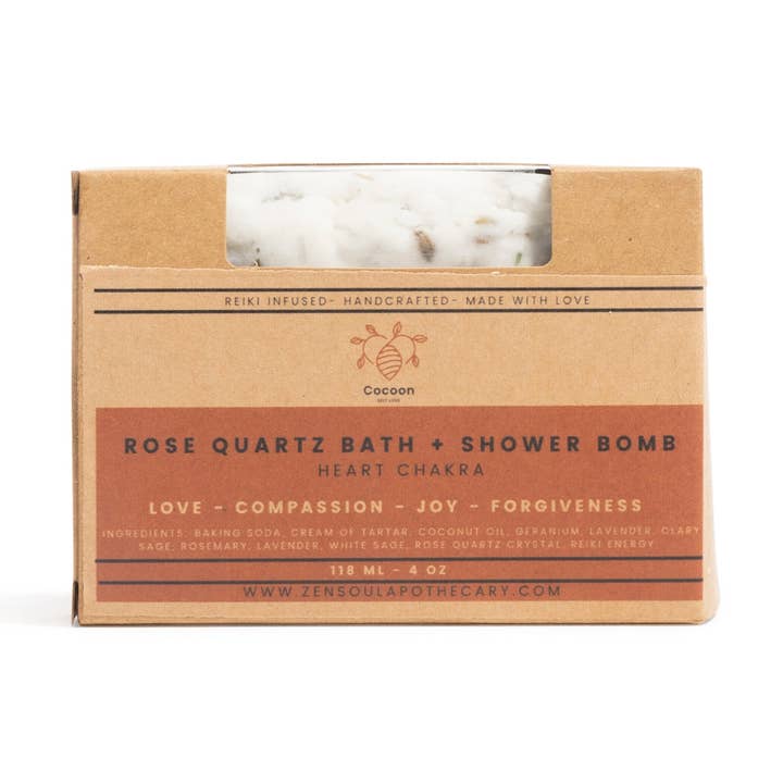 Banho de Quartzo Rosa+Bomba de Chuveiro Chakra do Coração por atacado de Zen Soul Apothecary