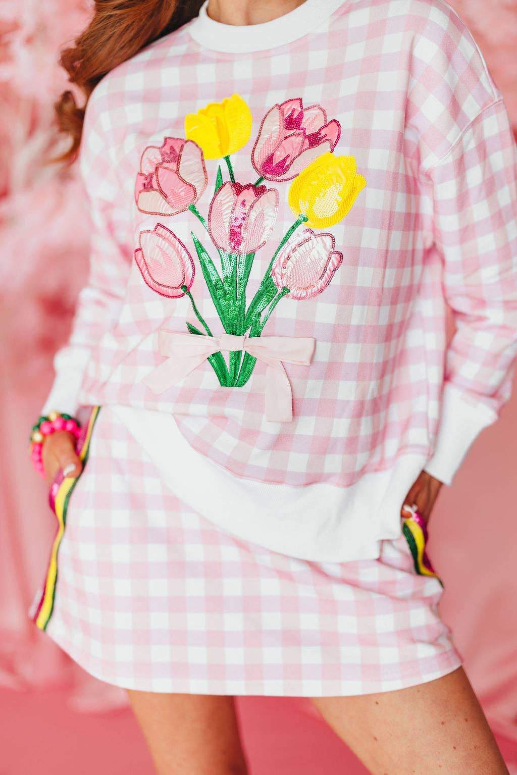 Brianna Cannon – Engroshandel Skørt - Dame – Lyserød gingham-nederdel/skort2