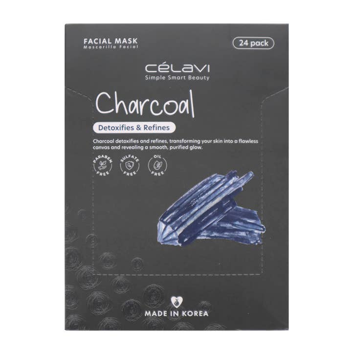 PINEAPPLE Beauty - Wholesale Skincare Face Mask - Celavi MK011 Charcoal Facial Mask Purifies - 24pc