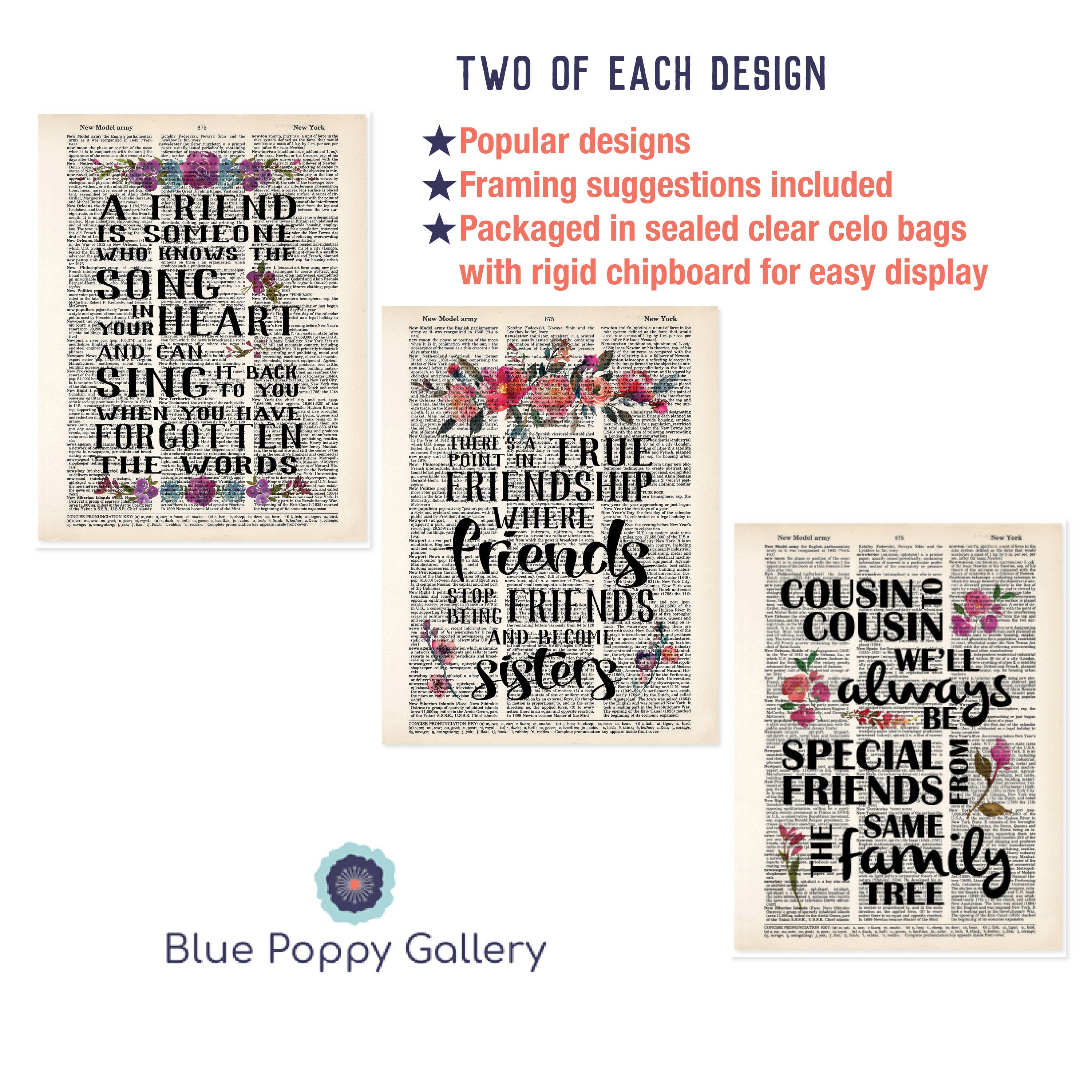 Blue Twist & Co - Wholesale Art Print - Dictionary Print Family and Friends Bundle - 18 Total Prints2