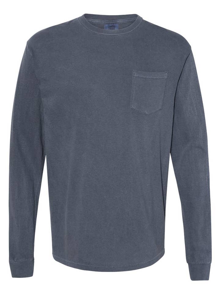 MYES BULK APPAREL - Wholesale T-Shirt - Unisex - Comfort Colors 100% Cotton Long Sleeve Pocket Unisex Shirt14