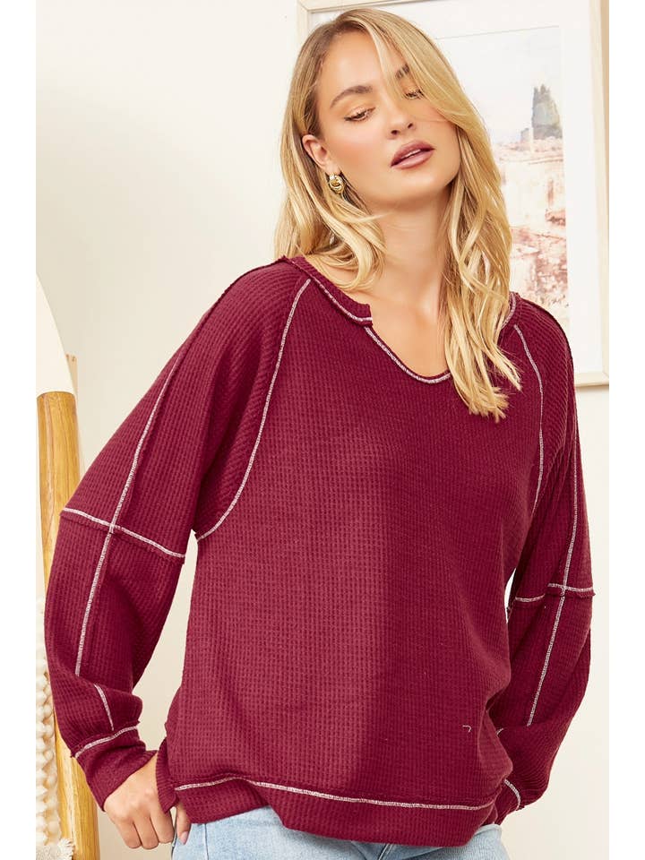 Andrée by Unit - Wholesale Shirt - Women's - Reverse Stitching Brushed Thermal Tunic Top MHS47