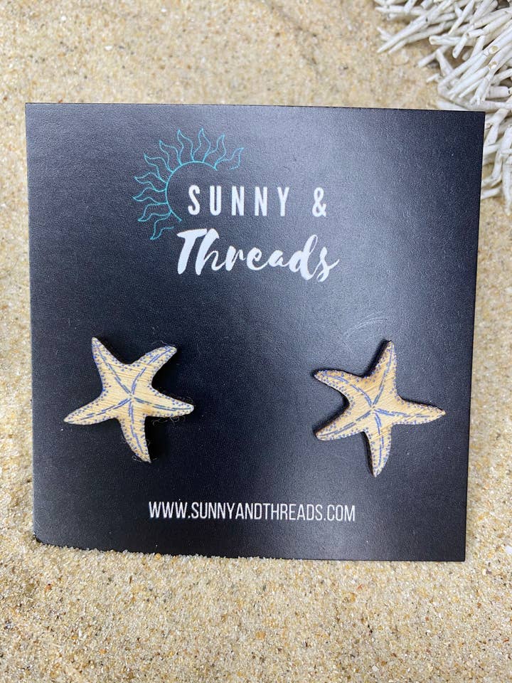 Natural Starfish Studs for wholesale by Sunny & Threads