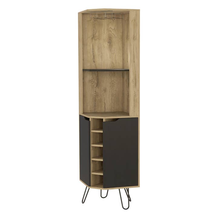 Leverkusen Corner Bar Cabinet, Macadamia Black Wengue Finish for wholesale by Treevol Furniture