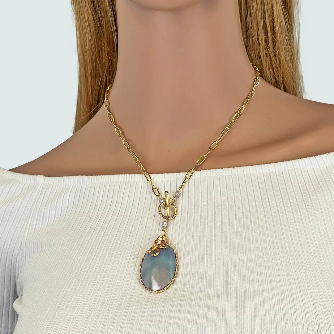 IST Jewelry – Colar pingente/pendente por atacado – Pingente de pérola Mabe e colar de pérolas4