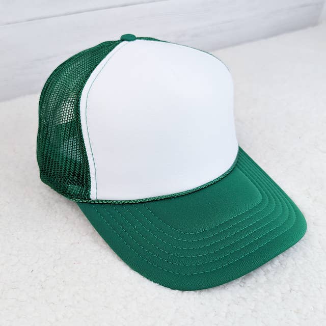 Trendy Tee Co. - Wholesale Trucker Hat - Women's - Kelly Green & White Foam Trucker Hat