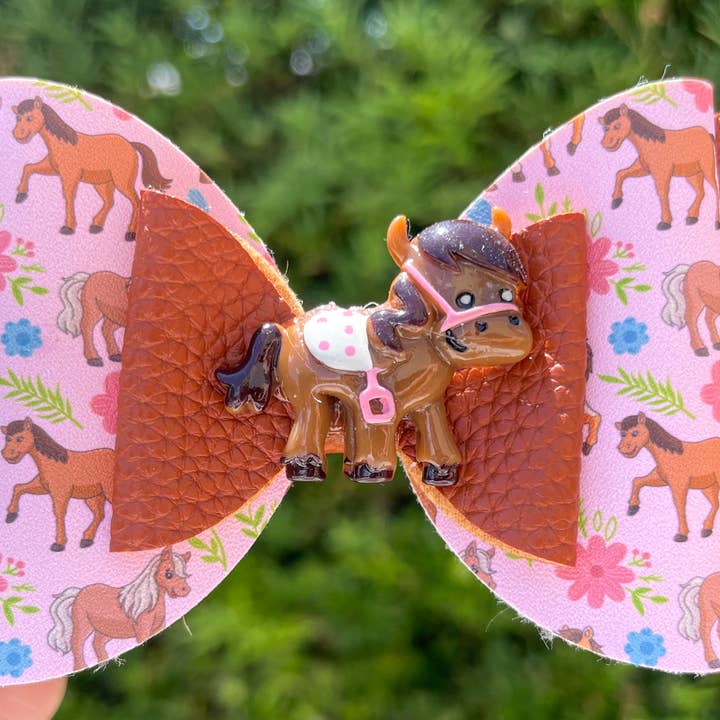 Horse Themed Hair Bow for wholesale by little lemons