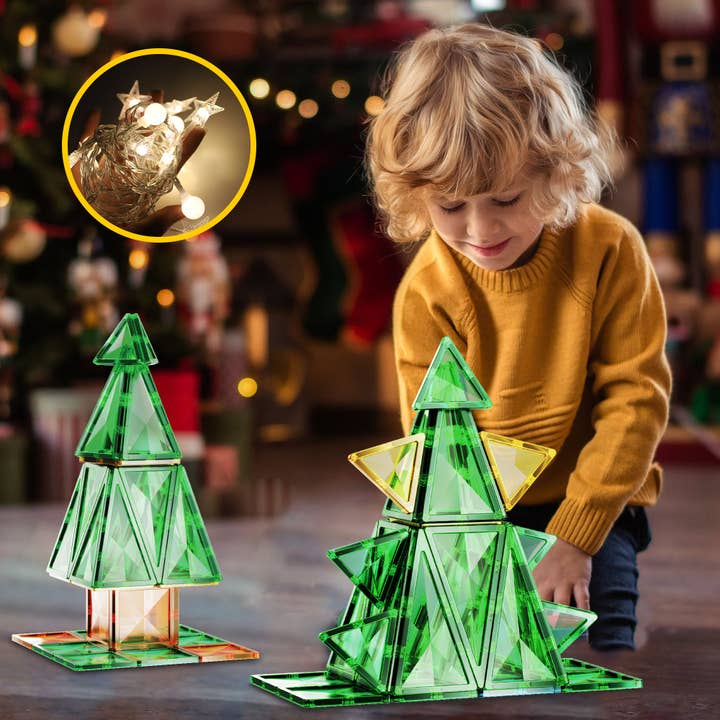 PicassoTiles - Wholesale Toy Set - Kids - Christmas Tree Magnet Building Tiles - 106 Pieces