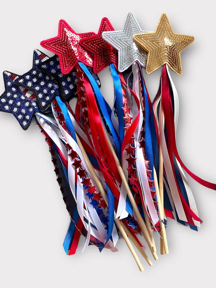 Parker and Kay Collective - Wholesale Toy Wand - Kids - Patriotic Ribbon Wand1