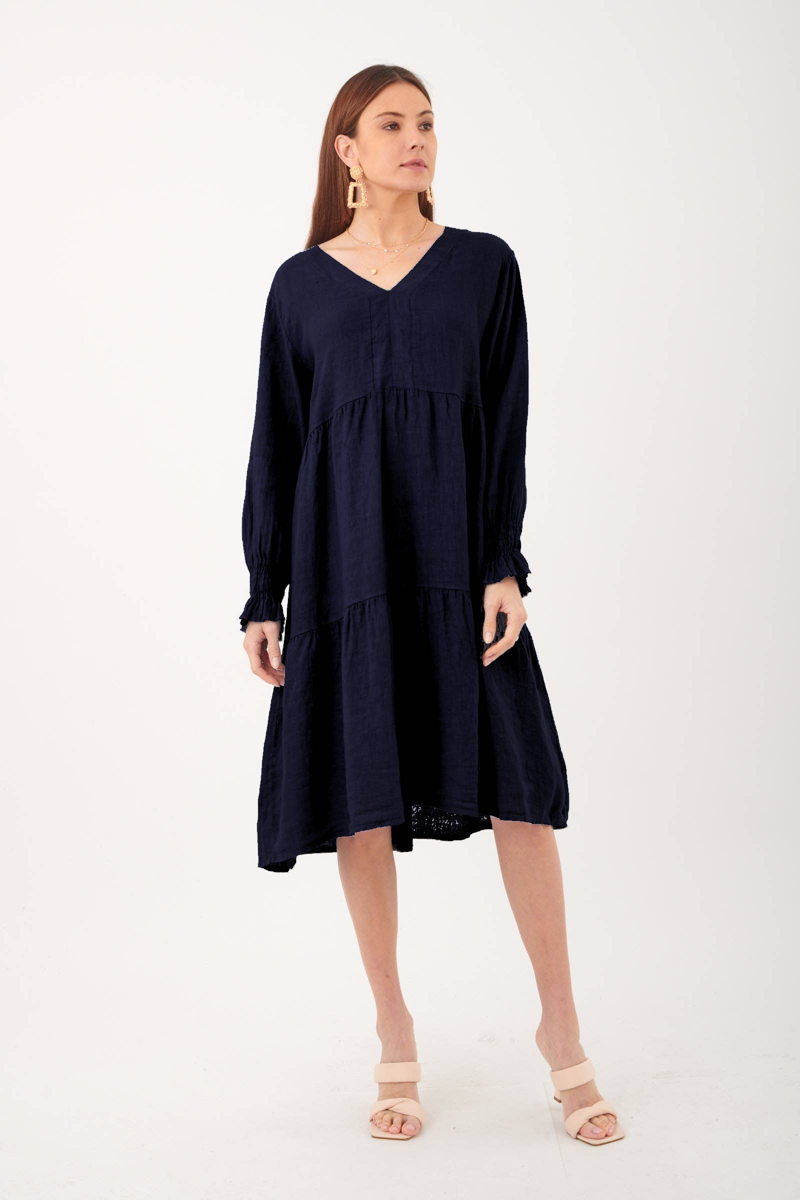 ORNELLA PARIS - Wholesale Dress - Women's - LEL-R5223 linen dress17