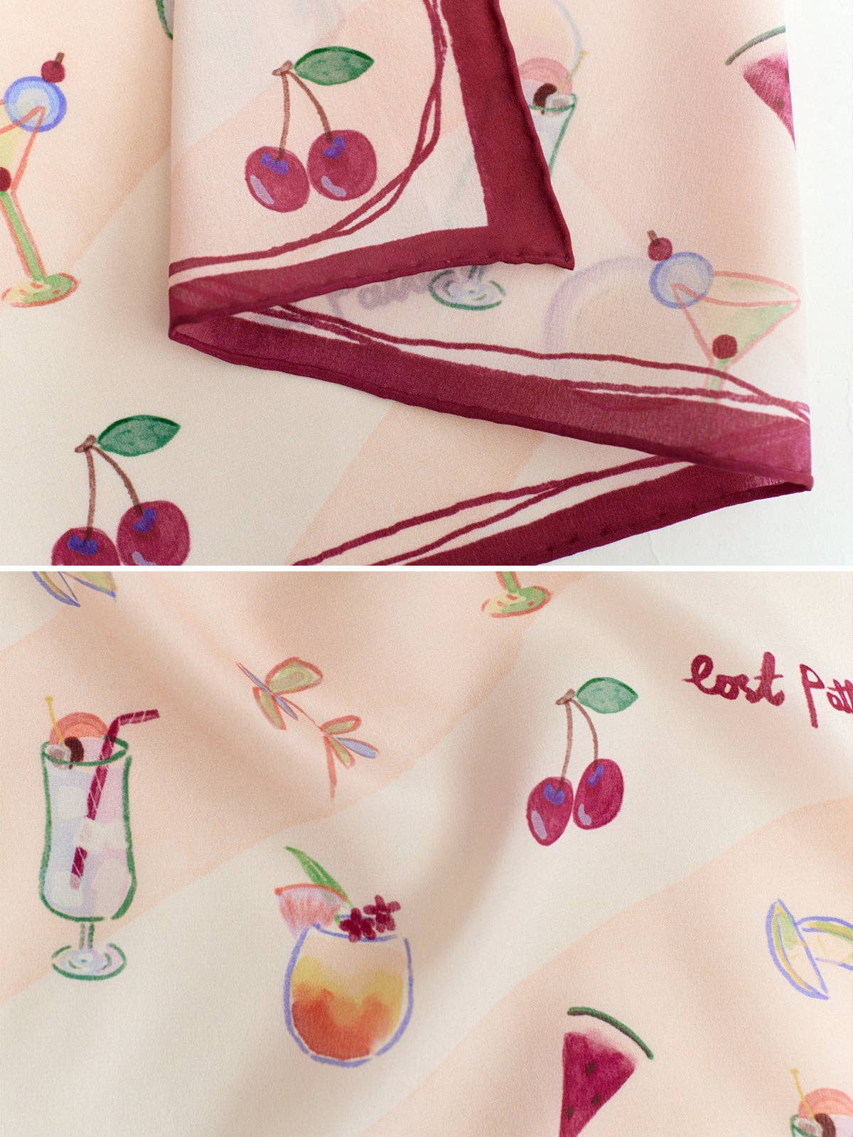 "Happy Hour" Silk Bandana - Martini Pink for wholesale on Faire5