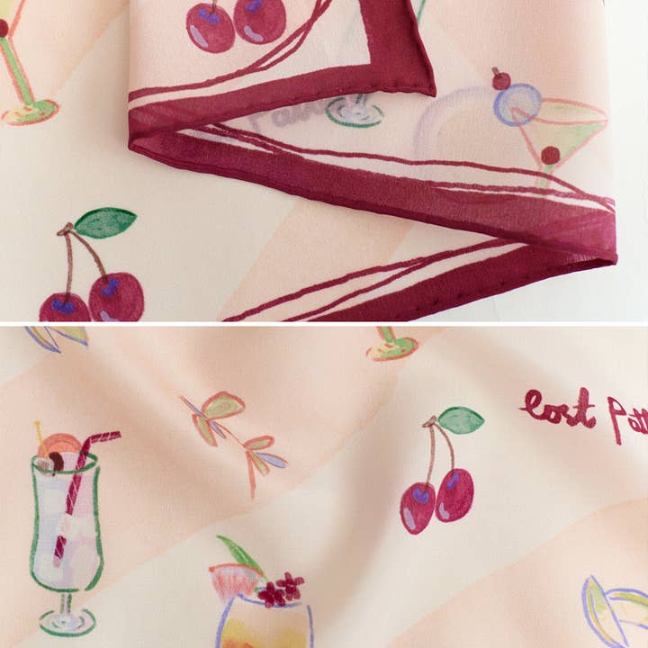"Happy Hour" Silk Bandana - Martini Pink for wholesale on Faire5